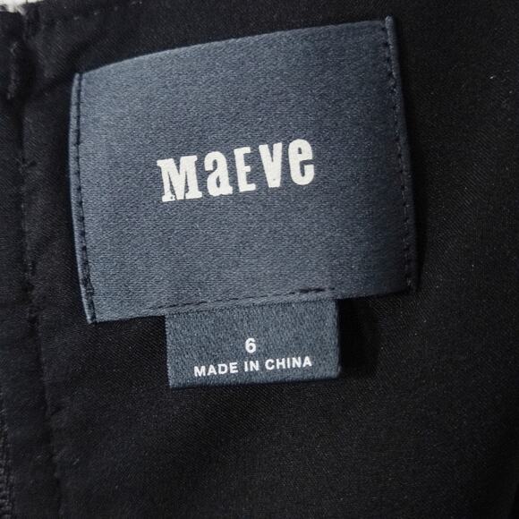 Maeve Dress Sleeveless Embroidered Black White Size 6 Statement Pattern - Picture 12 of 12